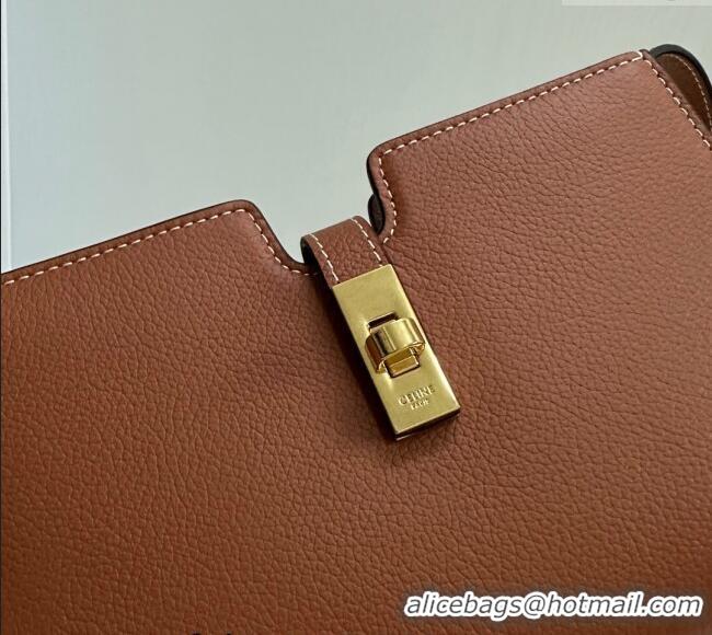 Best Luxury Celine 16 Strap Pochette Mini Bag in Supple Calfskin 10M443 Brown 2024