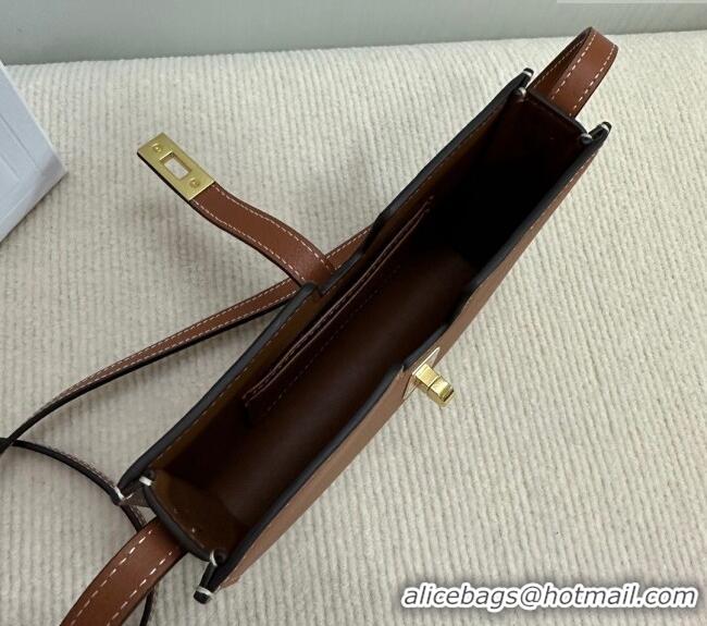 Best Luxury Celine 16 Strap Pochette Mini Bag in Supple Calfskin 10M443 Brown 2024