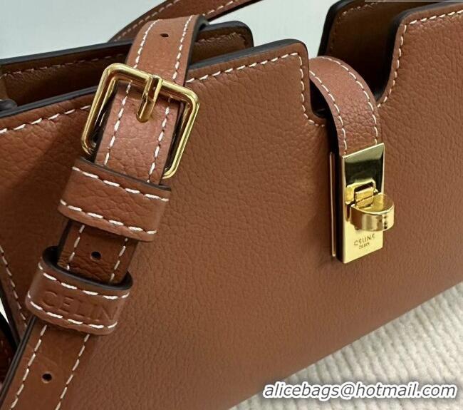Best Luxury Celine 16 Strap Pochette Mini Bag in Supple Calfskin 10M443 Brown 2024