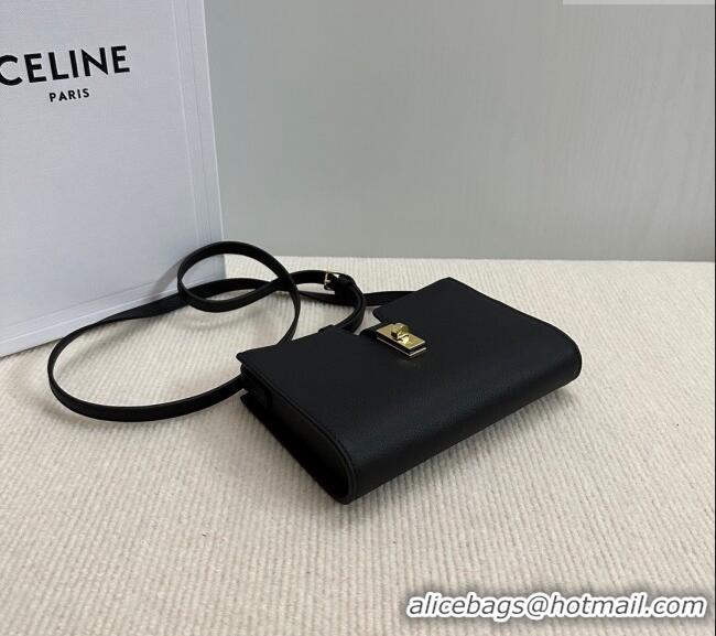 Spot Bulk Celine 16 Strap Pochette Mini Bag in Supple Calfskin 10M443 Black 2024