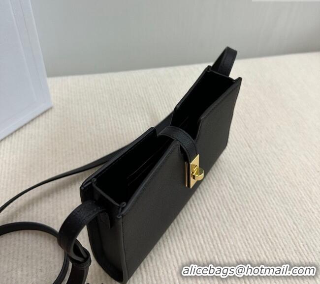 Spot Bulk Celine 16 Strap Pochette Mini Bag in Supple Calfskin 10M443 Black 2024