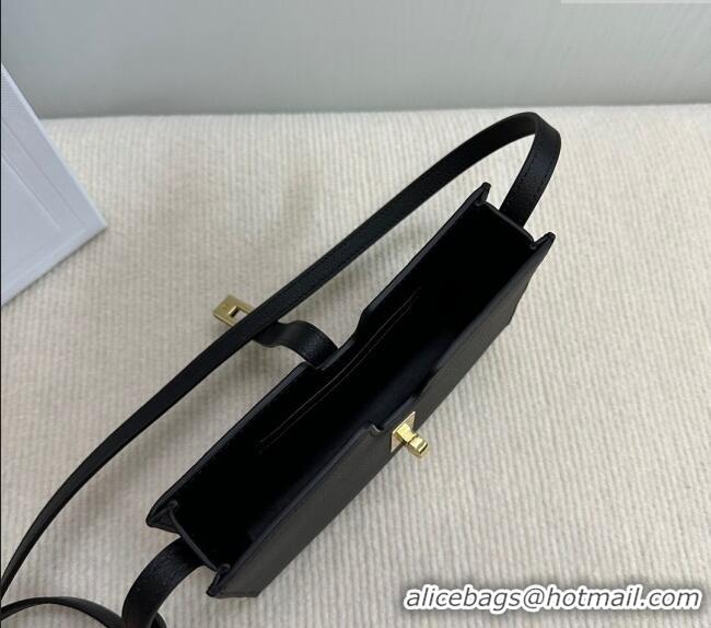 Spot Bulk Celine 16 Strap Pochette Mini Bag in Supple Calfskin 10M443 Black 2024