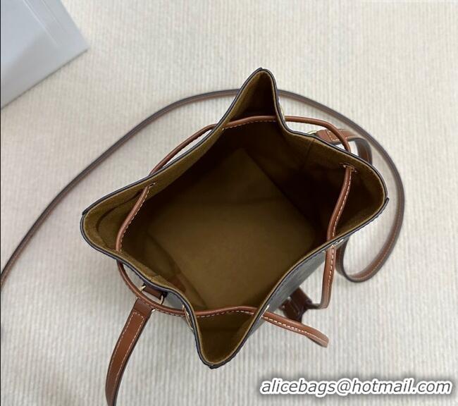 Buy Classic Celine Micro Sailor Bucket bag in Triomphe Canvas and Calfskin 10M742 Brown 2024