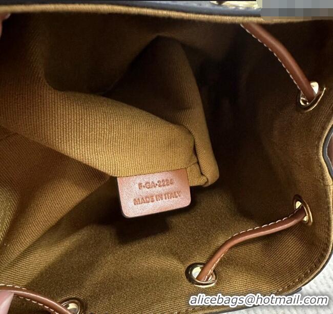 Buy Classic Celine Micro Sailor Bucket bag in Triomphe Canvas and Calfskin 10M742 Brown 2024