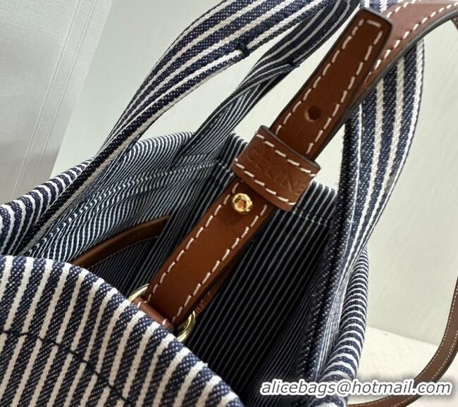 Grade Quality Celine Small Cabas Thais Tote Bag in Striped Textile 199162 Navy Blue 2024