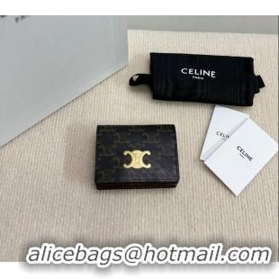 Best Design Celine Business Card Holder Wallet Triomphe Canvas and Lambskin 10M122 2024