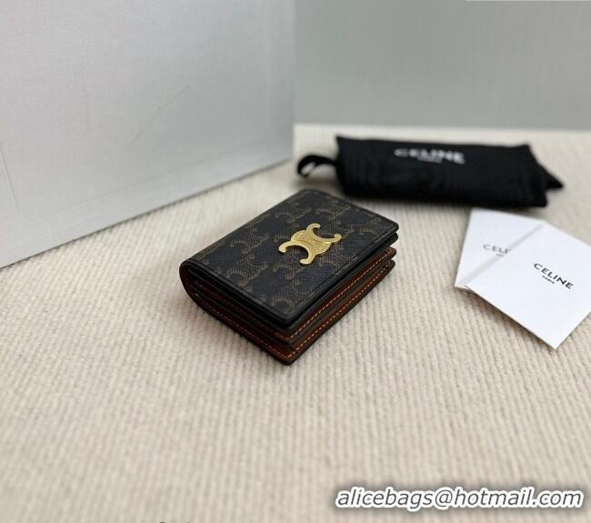 Best Design Celine Business Card Holder Wallet Triomphe Canvas and Lambskin 10M122 2024