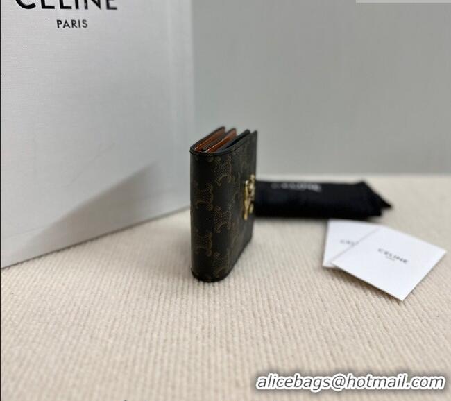 Best Design Celine Business Card Holder Wallet Triomphe Canvas and Lambskin 10M122 2024