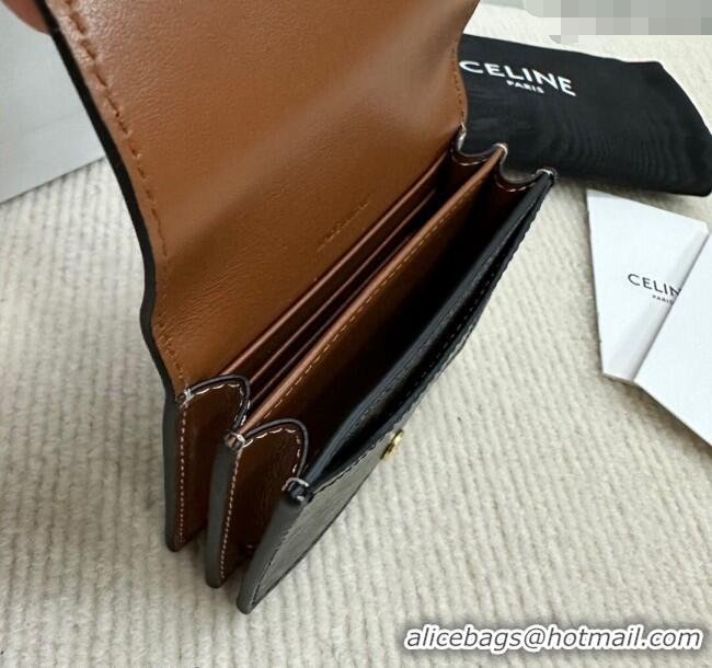 Best Design Celine Business Card Holder Wallet Triomphe Canvas and Lambskin 10M122 2024