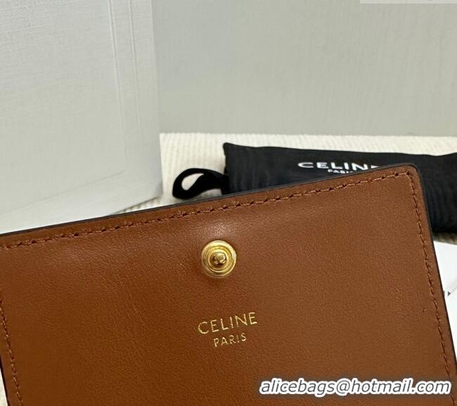 Best Design Celine Business Card Holder Wallet Triomphe Canvas and Lambskin 10M122 2024