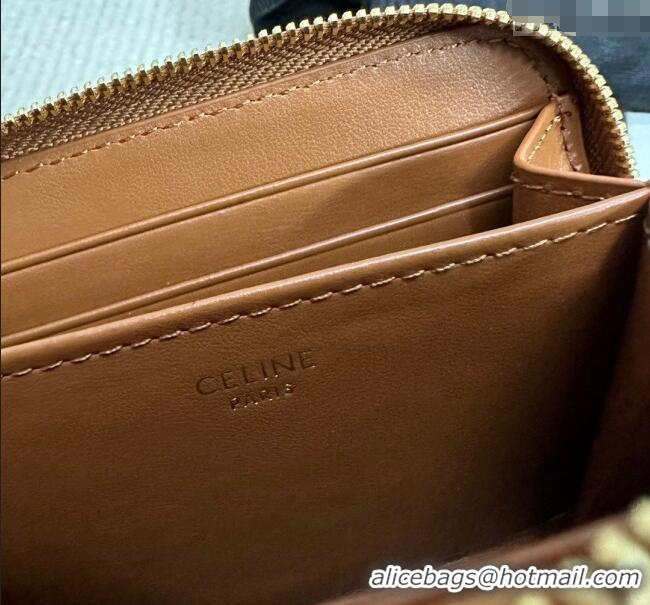 Market Sells Celine Compact Zip Wallet Cuir Triomphe in Smooth Calfskin 10K533 Brown 2024