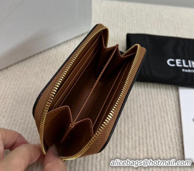 Market Sells Celine Compact Zip Wallet Cuir Triomphe in Smooth Calfskin 10K533 Brown 2024