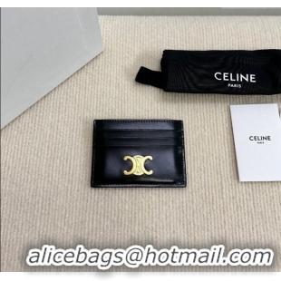 Buy Classic Celine Card Holder Wallet Triomphe in Shiny Calfskin 10L833 Black 2024