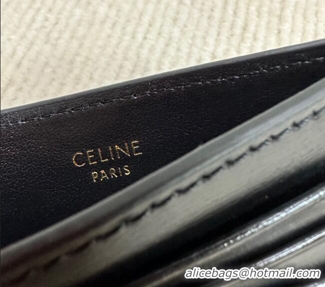 Buy Classic Celine Card Holder Wallet Triomphe in Shiny Calfskin 10L833 Black 2024