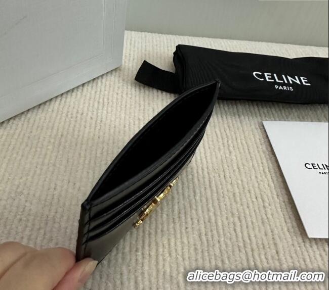Buy Classic Celine Card Holder Wallet Triomphe in Shiny Calfskin 10L833 Black 2024