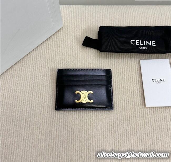 Buy Classic Celine Card Holder Wallet Triomphe in Shiny Calfskin 10L833 Black 2024