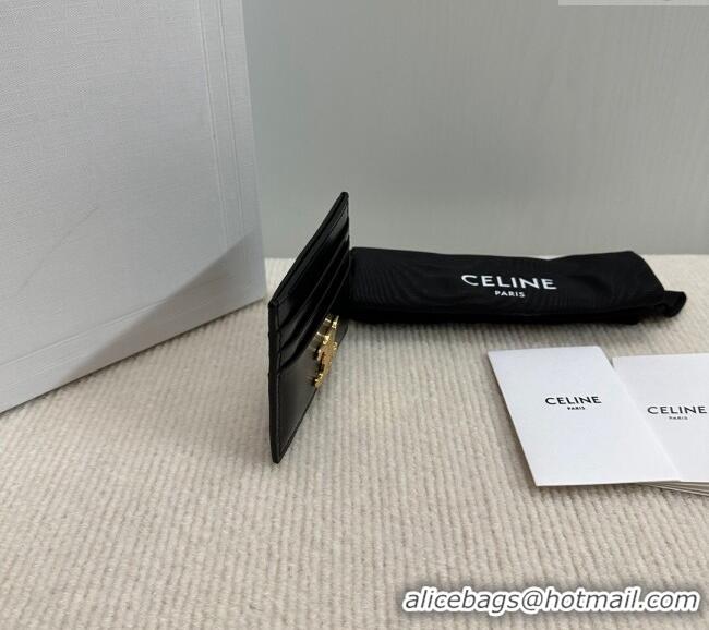 Buy Classic Celine Card Holder Wallet Triomphe in Shiny Calfskin 10L833 Black 2024