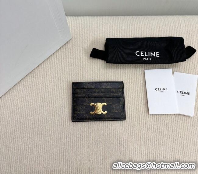 Best Price Celine Card Holder Wallet in Triomphe Canvas 10L832 Brown 2024