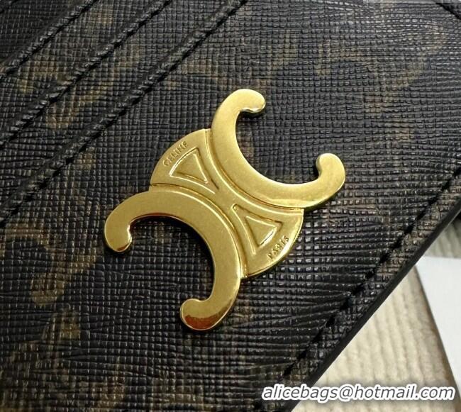 Best Price Celine Card Holder Wallet in Triomphe Canvas 10L832 Brown 2024