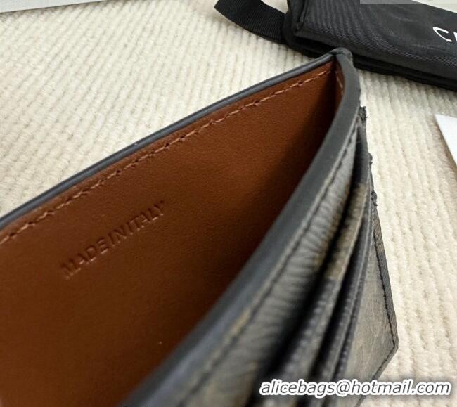 Best Price Celine Card Holder Wallet in Triomphe Canvas 10L832 Brown 2024