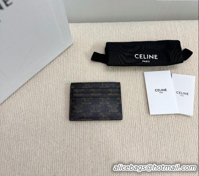 Best Price Celine Card Holder Wallet in Triomphe Canvas 10L832 Brown 2024
