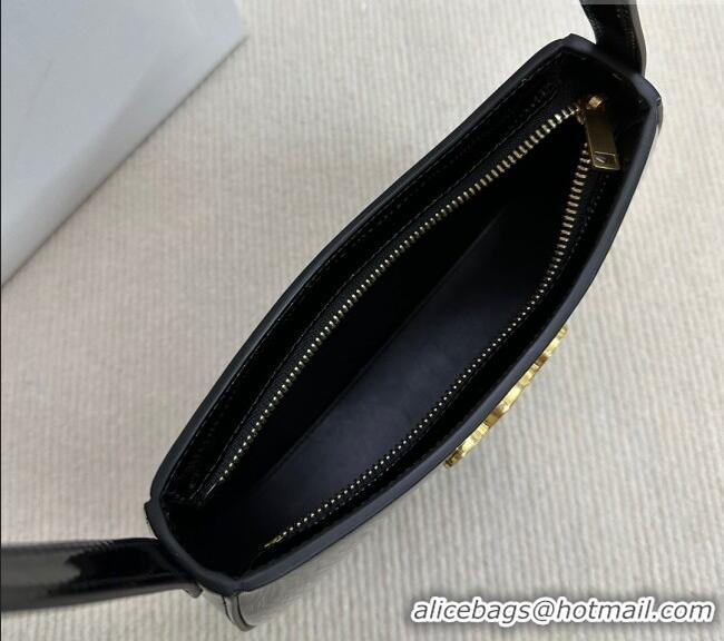 Hot Style Celine Medium Tilly Hobo Bag in Patent Calfskin 115702 Black 2024