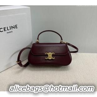 New Cheap Celine Teen Lola Shoulder bag in Shiny Calfskin 119533 Burgundy 2024