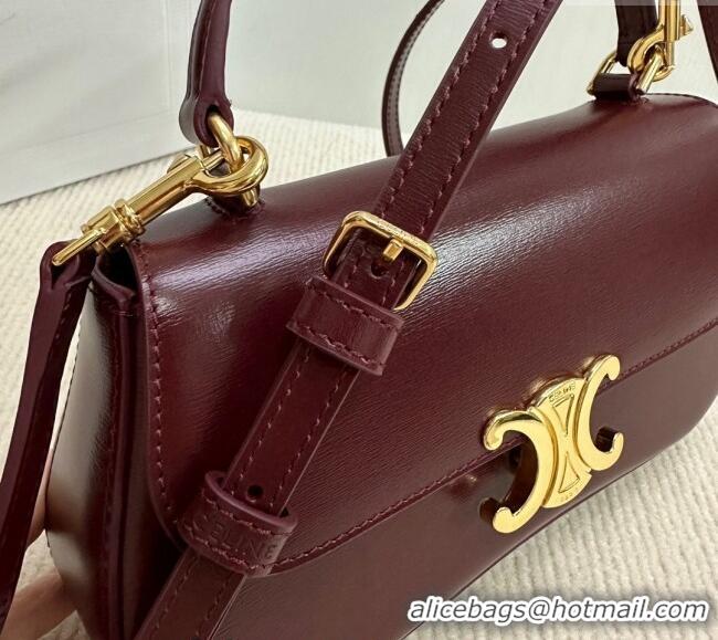 New Cheap Celine Teen Lola Shoulder bag in Shiny Calfskin 119533 Burgundy 2024