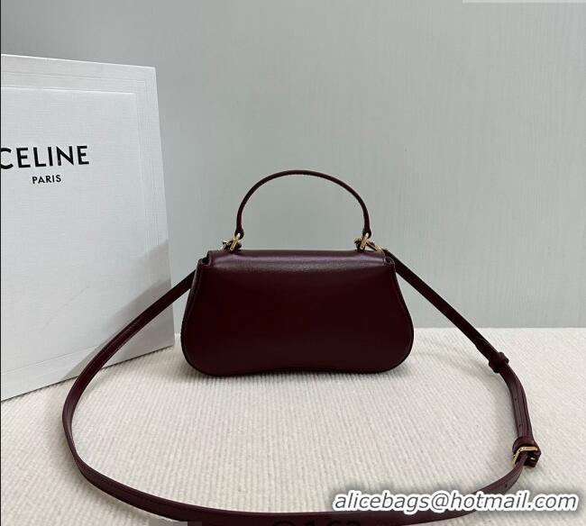New Cheap Celine Teen Lola Shoulder bag in Shiny Calfskin 119533 Burgundy 2024
