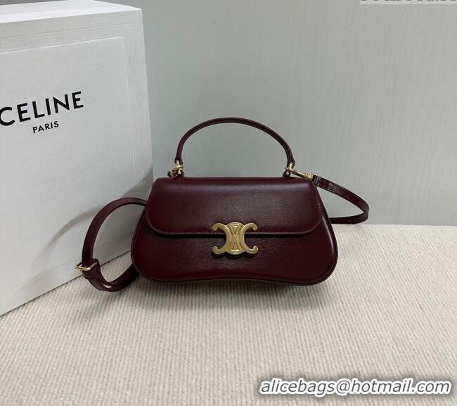 New Cheap Celine Teen Lola Shoulder bag in Shiny Calfskin 119533 Burgundy 2024