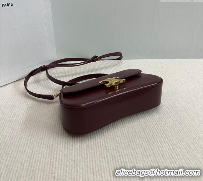 New Cheap Celine Teen Lola Shoulder bag in Shiny Calfskin 119533 Burgundy 2024