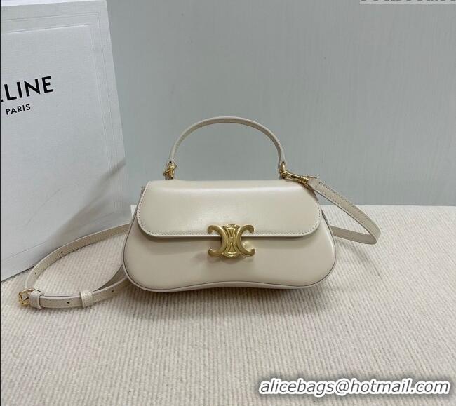 Best Price Celine Teen Lola Shoulder bag in Shiny Calfskin 119533 White 2024
