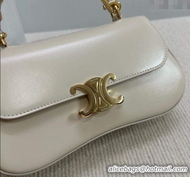Best Price Celine Teen Lola Shoulder bag in Shiny Calfskin 119533 White 2024