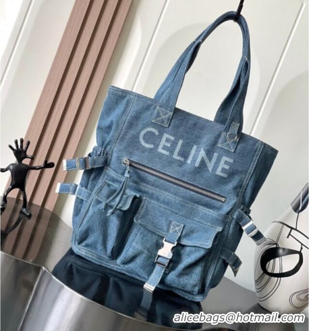 Market Sells Celine Mens Tote Bag in Blue Denim with Celine 116072 2024