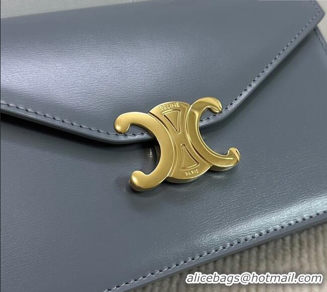 Market Sells Celine Wallet on Chain Mini Bag Triomphe in Shiny Calfskin 10L033 Dusty Blue 2024