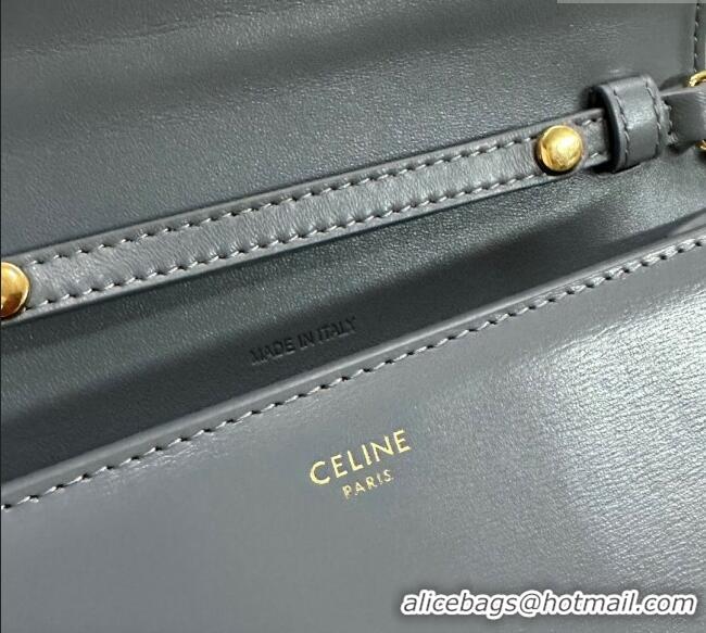 Market Sells Celine Wallet on Chain Mini Bag Triomphe in Shiny Calfskin 10L033 Dusty Blue 2024