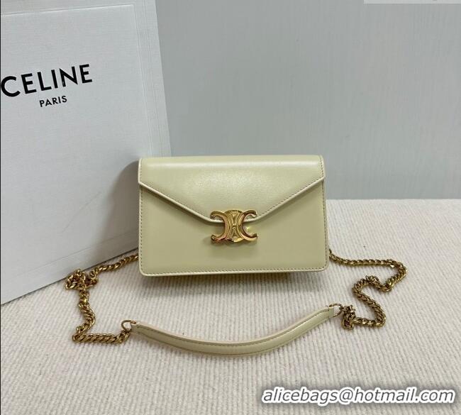 Well Crafted Celine Wallet on Chain Mini Bag Triomphe in Shiny Calfskin 10L033 Pale Stone 2024