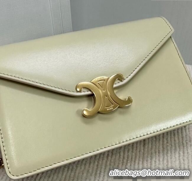 Well Crafted Celine Wallet on Chain Mini Bag Triomphe in Shiny Calfskin 10L033 Pale Stone 2024