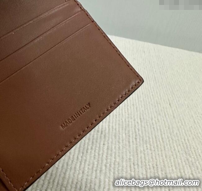 Best Price Celine Small Flap Wallet Triomphe in Textile and Calfskin 10D782 Brown 2024
