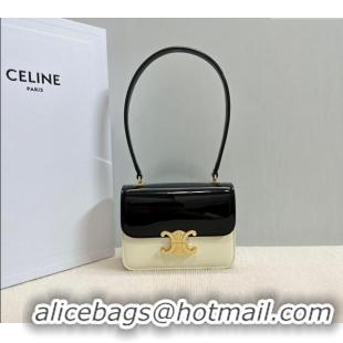 Best Price Celine Teen Garance Shoulder Bag in Patent Calfskin 118053 Black/White 2024