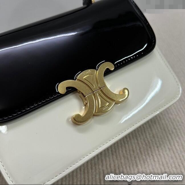 Best Price Celine Teen Garance Shoulder Bag in Patent Calfskin 118053 Black/White 2024