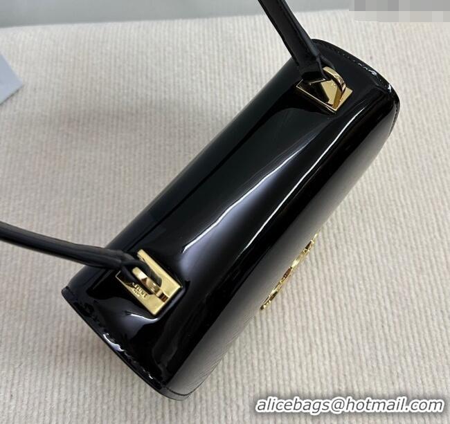 Best Price Celine Teen Garance Shoulder Bag in Patent Calfskin 118053 Black/White 2024