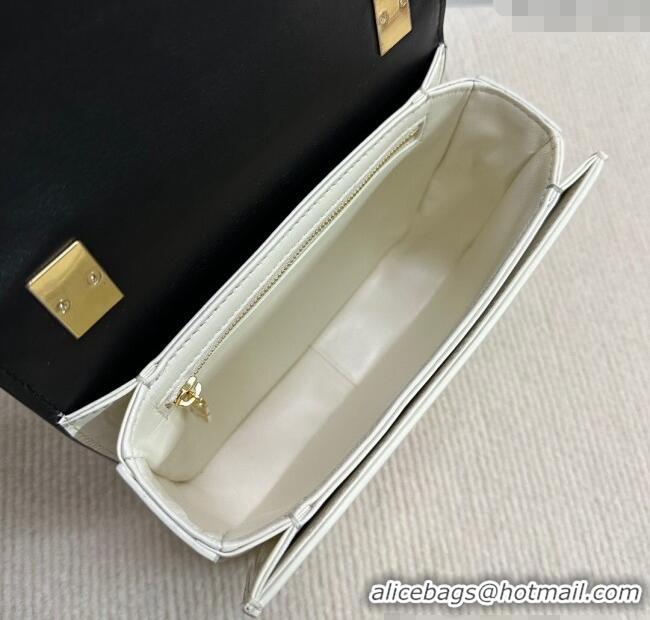 Best Price Celine Teen Garance Shoulder Bag in Patent Calfskin 118053 Black/White 2024