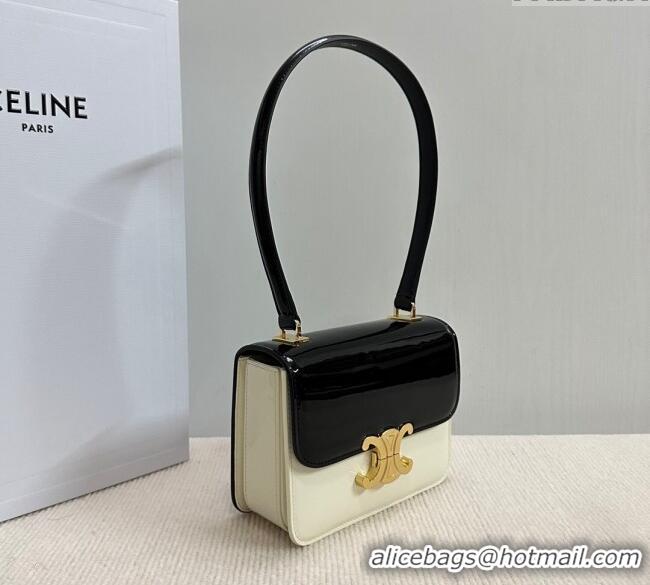 Best Price Celine Teen Garance Shoulder Bag in Patent Calfskin 118053 Black/White 2024