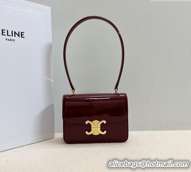 Spot Bulk Celine Teen Garance Shoulder Bag in Patent Calfskin 118053 Burgundy 2024