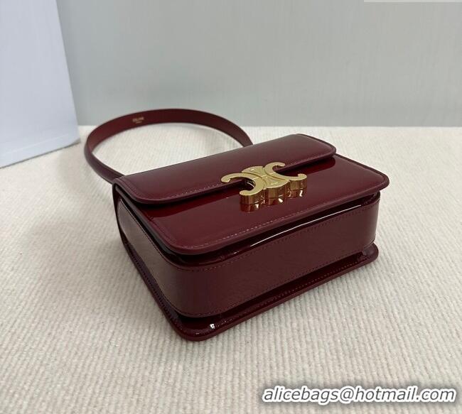 Spot Bulk Celine Teen Garance Shoulder Bag in Patent Calfskin 118053 Burgundy 2024