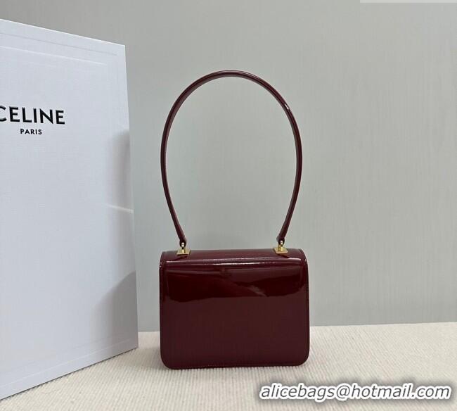 Spot Bulk Celine Teen Garance Shoulder Bag in Patent Calfskin 118053 Burgundy 2024
