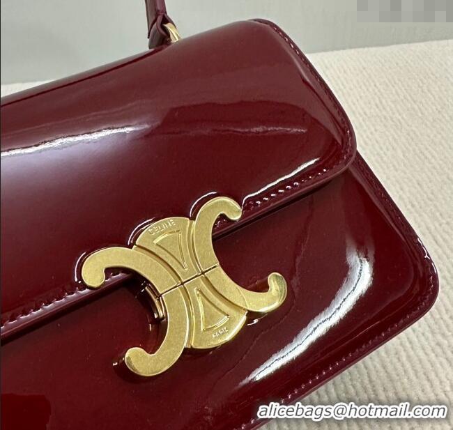 Spot Bulk Celine Teen Garance Shoulder Bag in Patent Calfskin 118053 Burgundy 2024