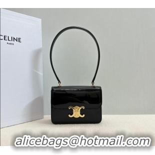 Famous Brand Celine Teen Garance Shoulder Bag in Patent Calfskin Leather 118053 Black 2024