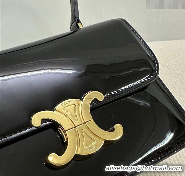 Famous Brand Celine Teen Garance Shoulder Bag in Patent Calfskin Leather 118053 Black 2024